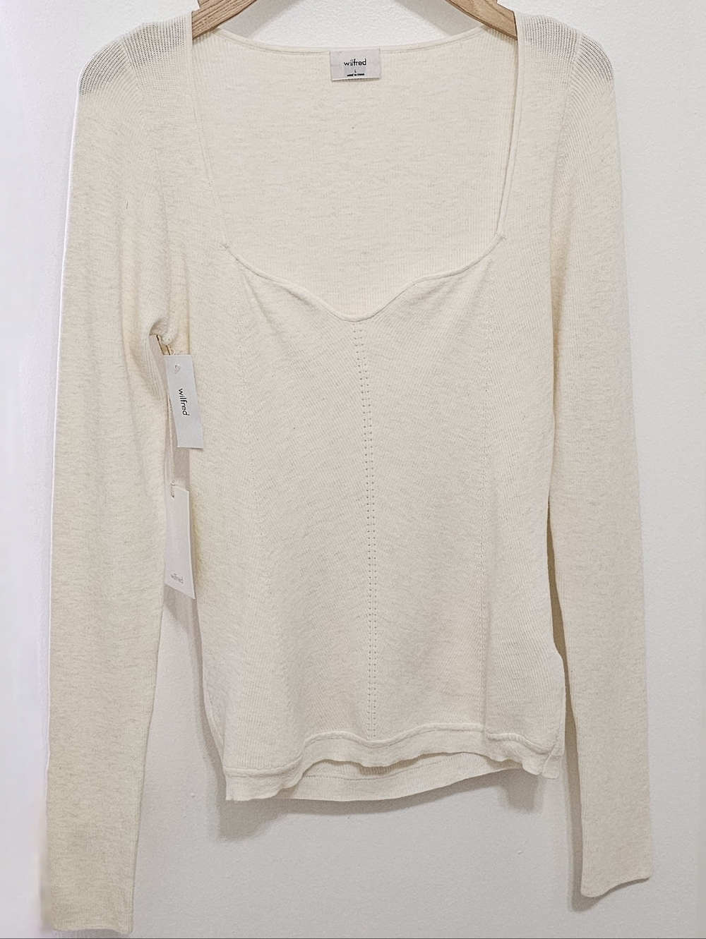 Aritzia Wilfred Heather Birch Tuscany Long Sleeve Knit Top - Picture 3 of 16